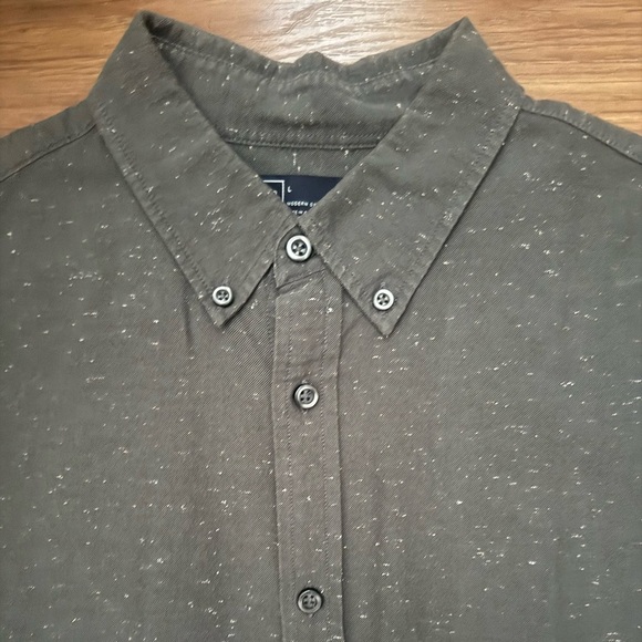 Black Speckled Gap Men’s Button-Up Shirt – Size Large - Picture 3 of 6